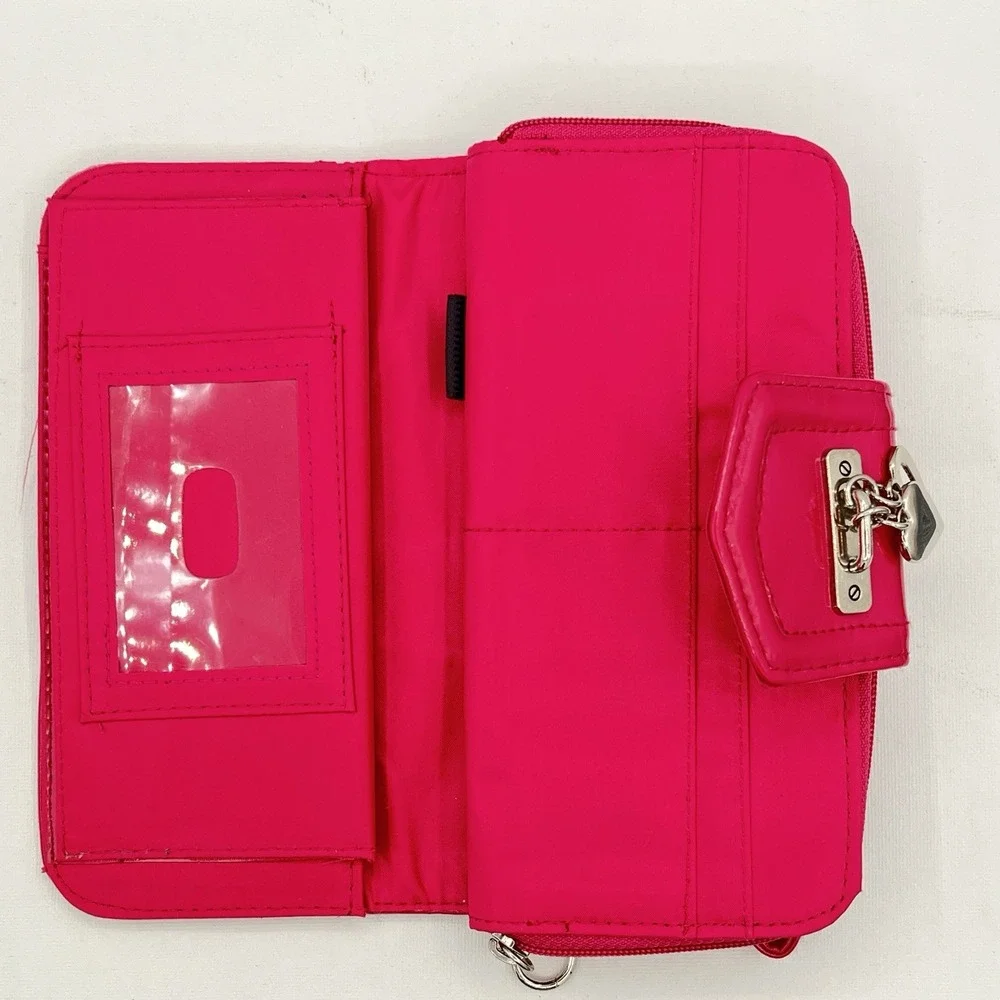 Wristlet Pink Heart Wallet W/Check Book Holder‎ Pink Patent Leather Accents